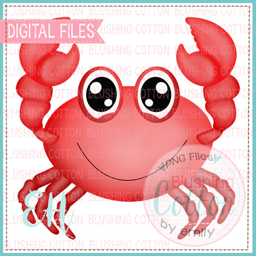 Smiley Crab Watercolor PNG Design     BCEH