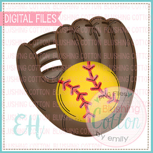 Softball Glove 1 Watercolor PNG Design     BCEH