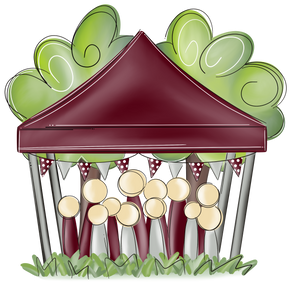 TAILGATE TENT MAROON AND WHITE WATERCOLOR DESIGN  BCPW