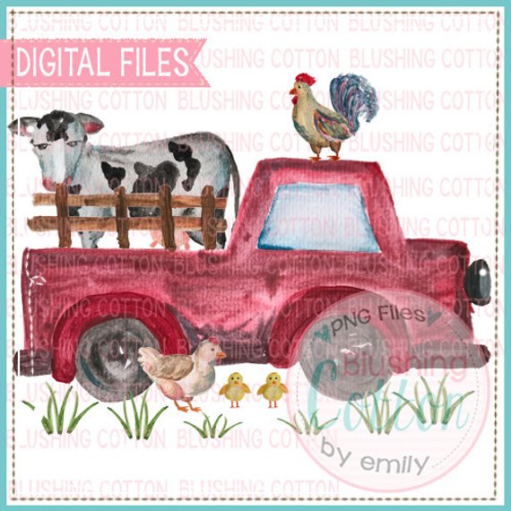 TRUCK WITH ANIMALS IN THE BACK WATERCOLOR PNG BC