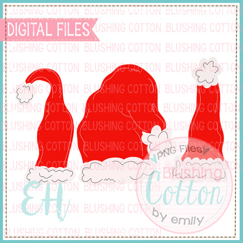 Whimsey Red Santa Hats Watercolor PNG Design   BCEH