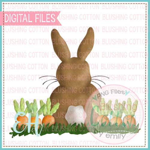 WOBBLY BUNNY IN CARROT PATCH WATERCOLOR PNG DESIGN    BCEH