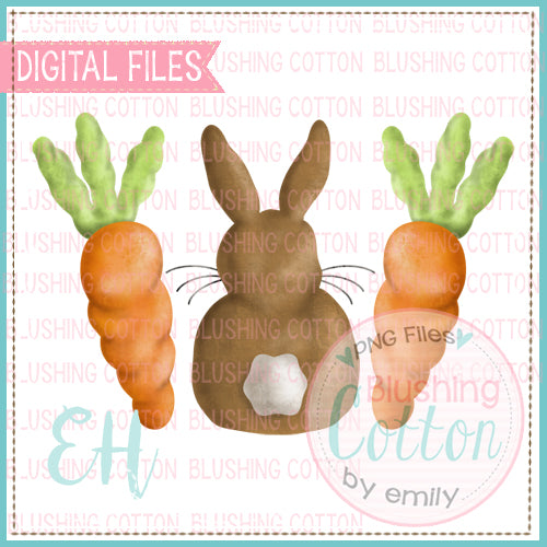 WOBBLY BUNNY AND CARROT TRIO WATERCOLOR PNG DESIGN    BCEH