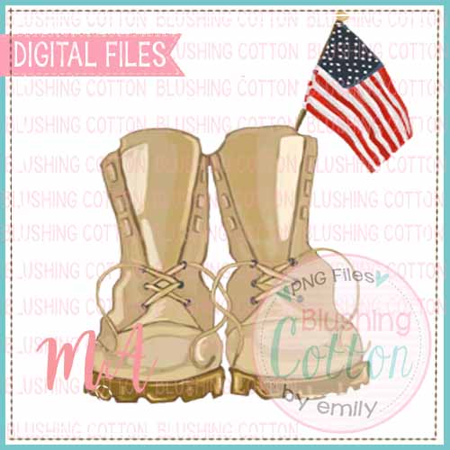 ARMY BOOTS WITH AMERICAN FLAG WATERCOLOR DESIGN BCMA