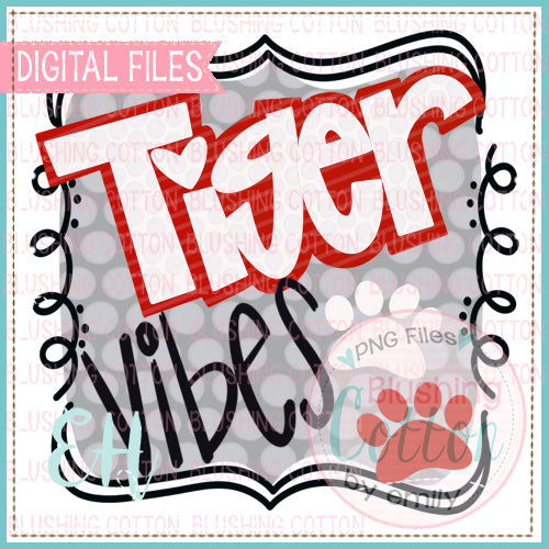 VIBES TIGER RED AND WHITE  WATERCOLOR DESIGNS BCEH