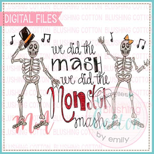 MONSTER MASH WITH DANCING SKELETONS WATERCOLOR DESIGN BCMA