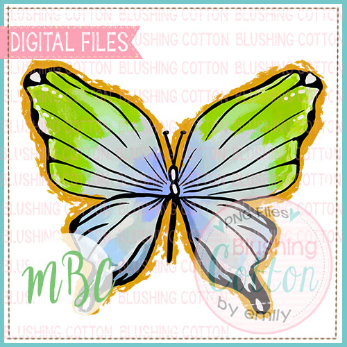 Blue Green Gold Happy Butterfly Butterfly Design  BCMBC