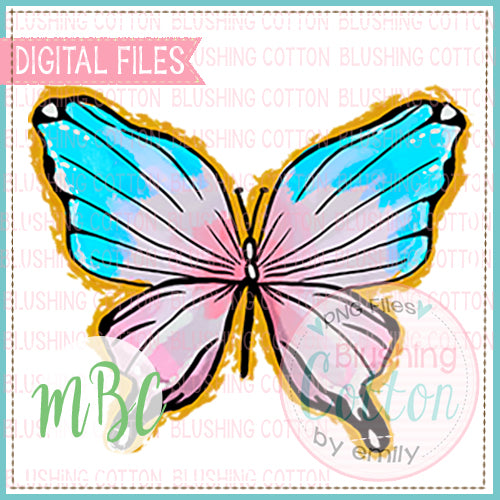 Pink Blue Gold Happy Butterfly Design  BCMBC